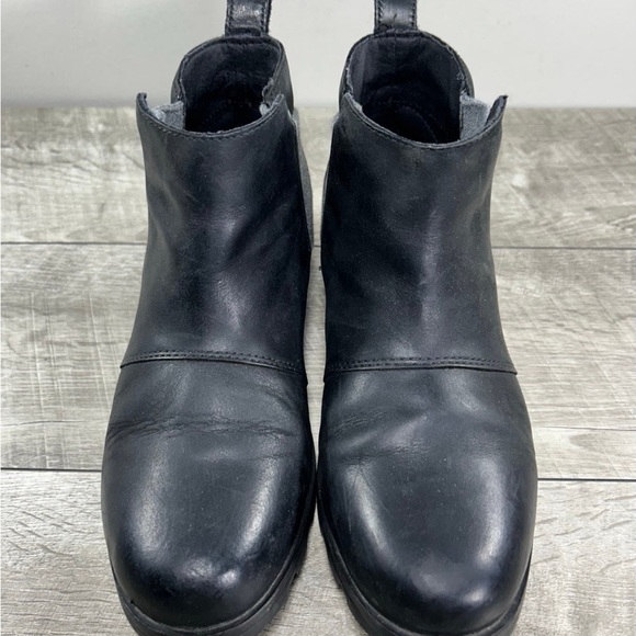 Sorel NL3718 Emilie Cheslea  Black Leather Women’s Ankle Booties Boots Size 7 - Picture 3 of 9